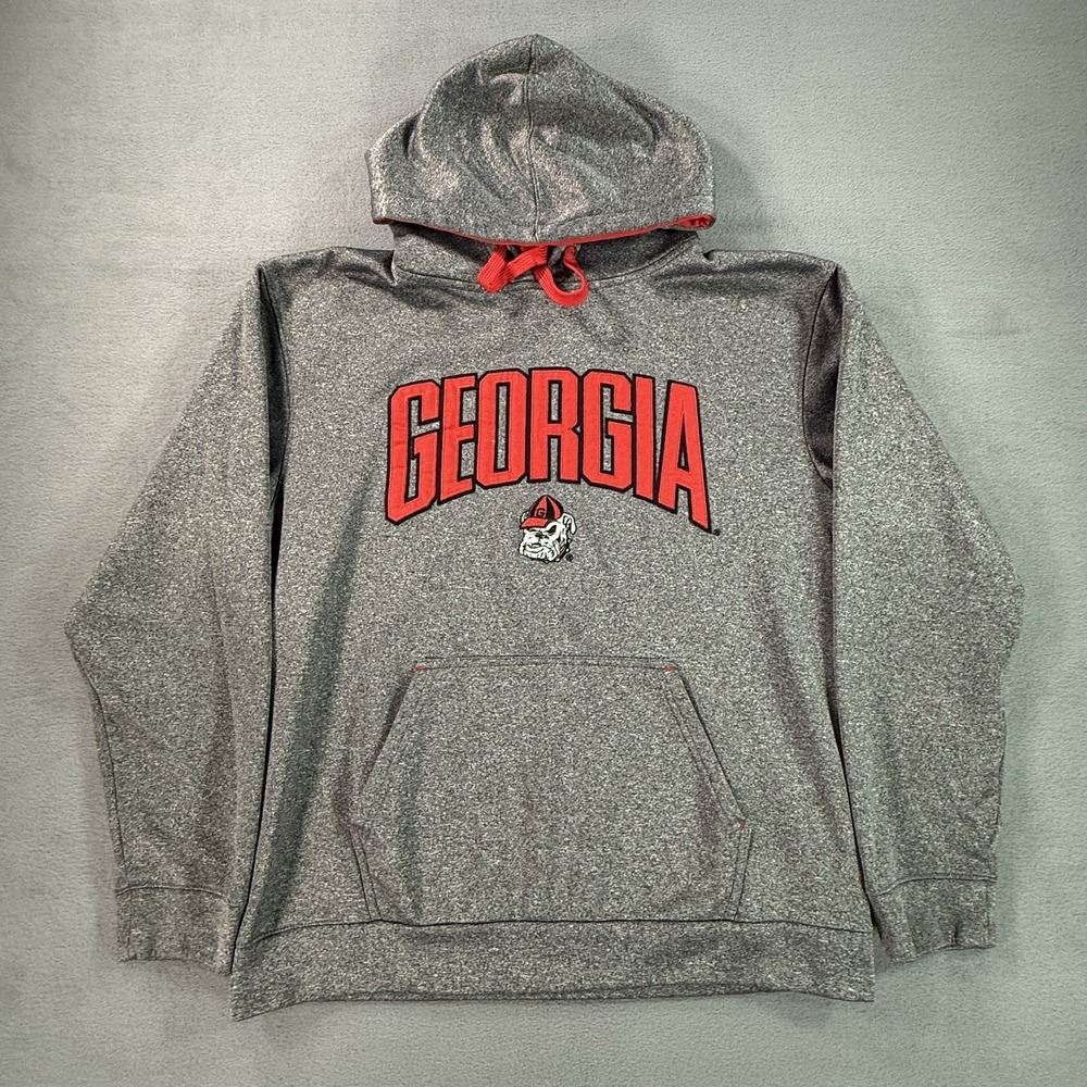 Georgia Bulldogs Champion Men's Medium Gray Fleece Hoodie Sweatshirt